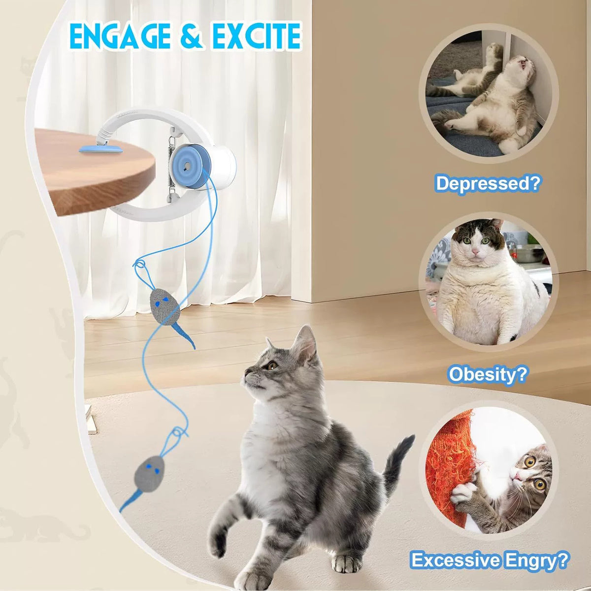 Sound Making Bird Cat Teaser Toy - cat product photo (view 2)