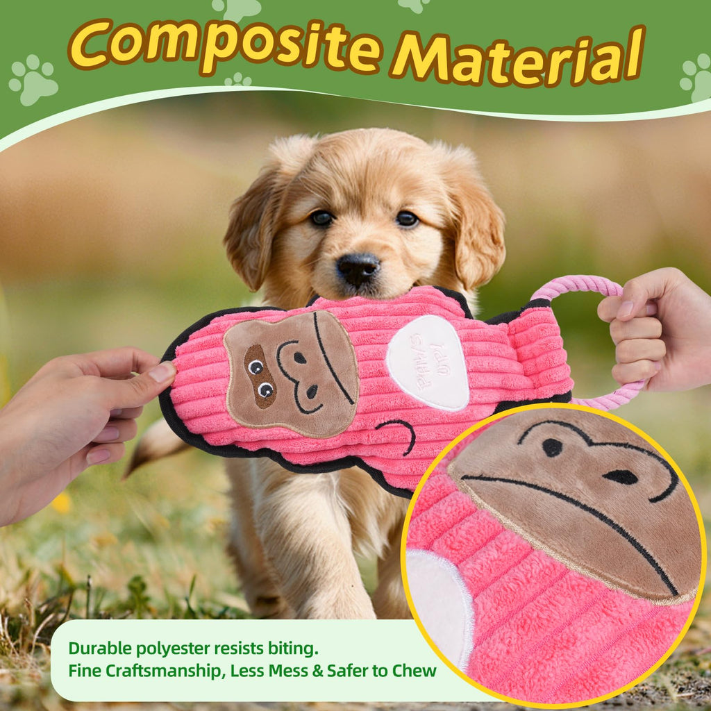 Crinkle and Squeaky Dog Toys & Tough Tug of War Set - dog product photo (view 4)