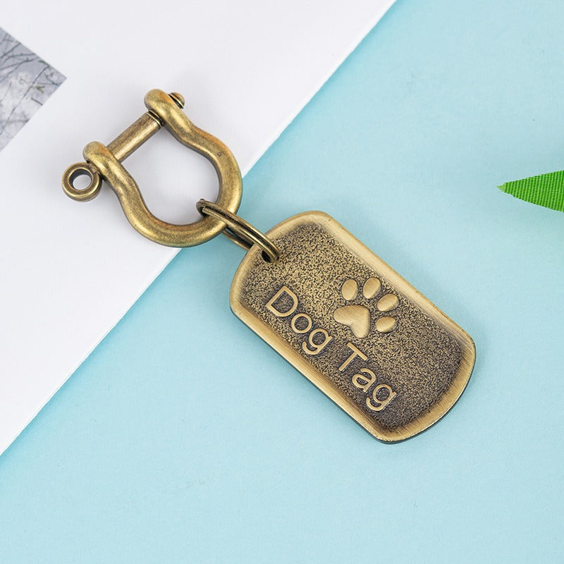 Dog ID Tag Stainless Steel Engraved Nameplate Keychain - dog product photo (view 6)