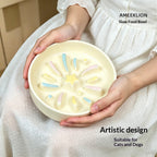 Floral Ceramic Cat and Dog Bowl Slow-feeding Anti-choking - dog and cat product photo (view 4)