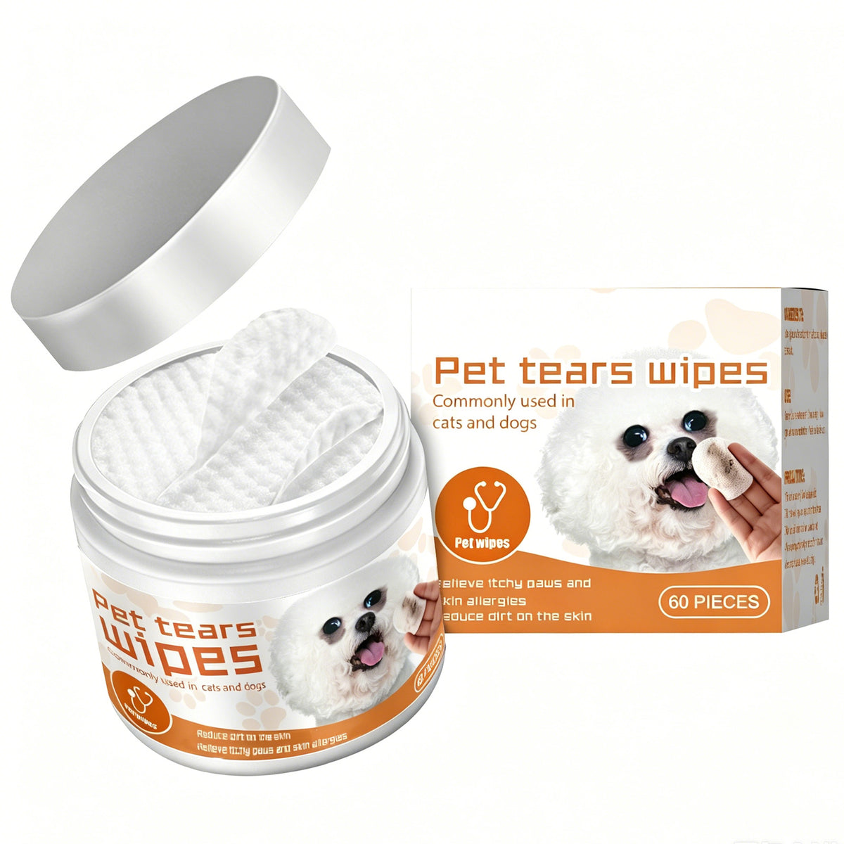Pet Tear Stain Wipes for Dogs & Cats - dog and cat product photo (view 2)