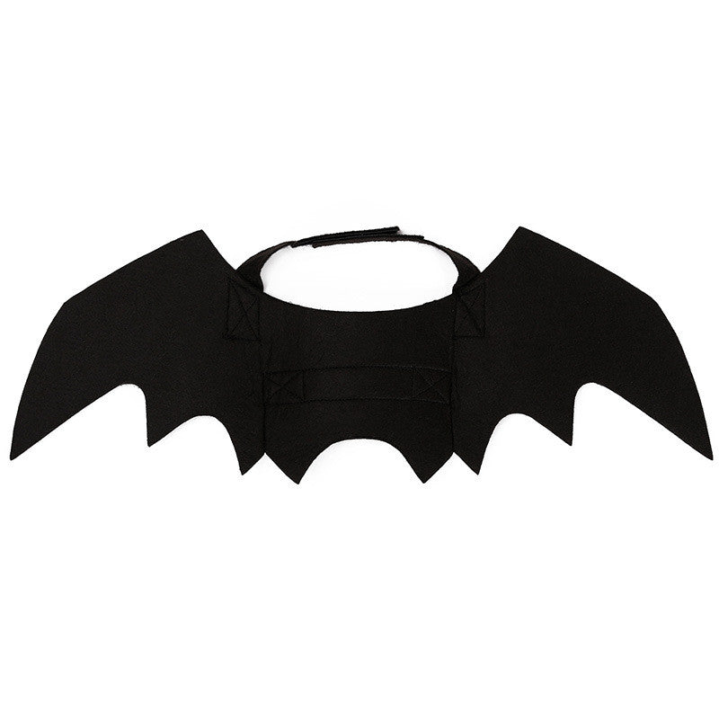 Black felt bat wings pet costume with neck and chest straps