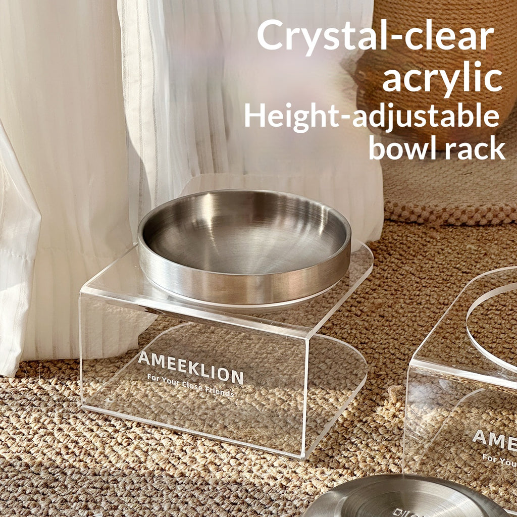 Stainless Steel Cat Bowl with a Raised Acrylic Stand Dog - dog and cat product photo (view 4)