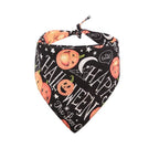 Black Happy Halloween dog bandana with jack-o-lantern print