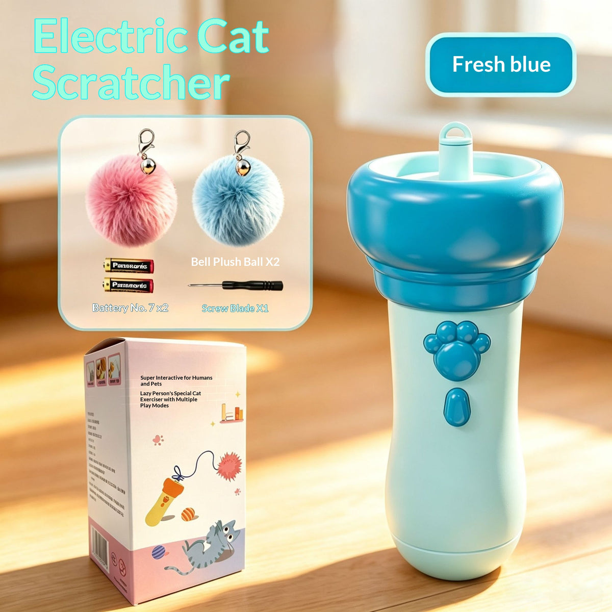 Cat Teaser Toy Electric Cat Fishing Rod Toy - dog and cat product photo (view 7)