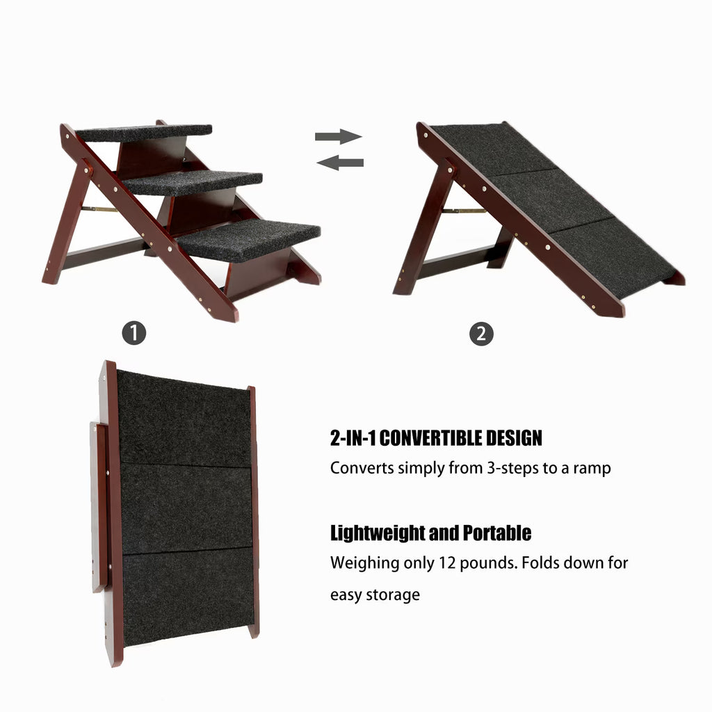Wood Pet Stairs That Fold Into a Ramp - dog and cat product photo (view 3)