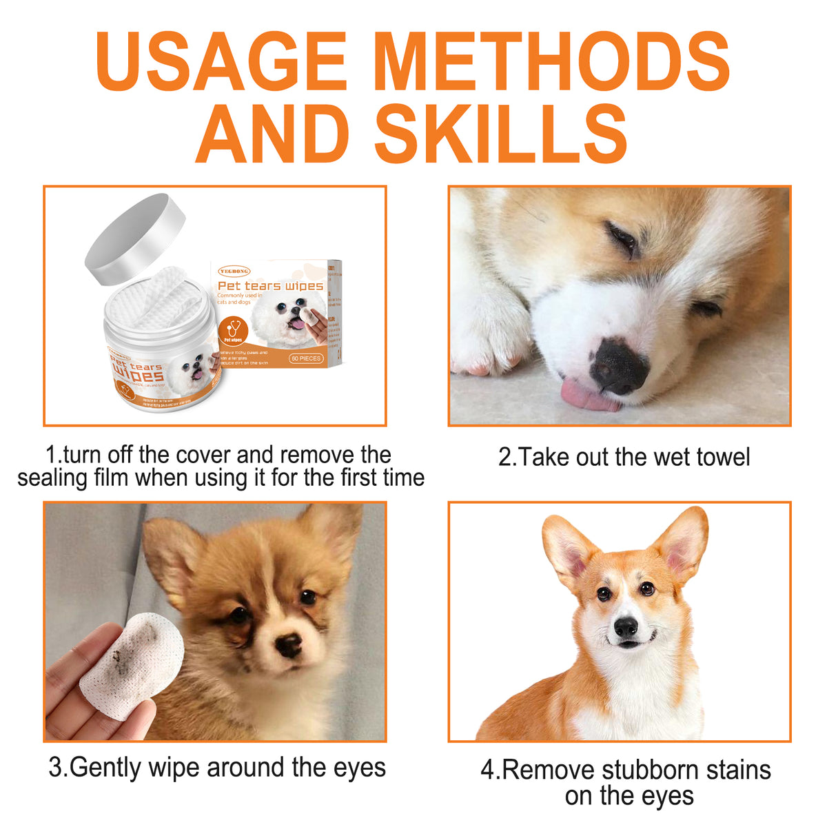 Pet Tear Stain Wipes for Dogs & Cats - dog and cat product photo (view 4)