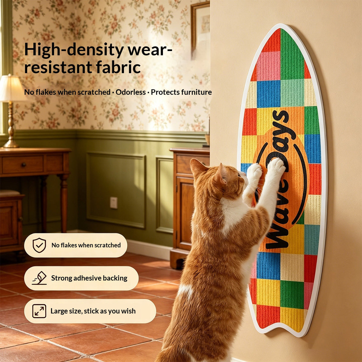 Rectangular Cat Scratcher with Felt Pads - cat product photo (view 3)