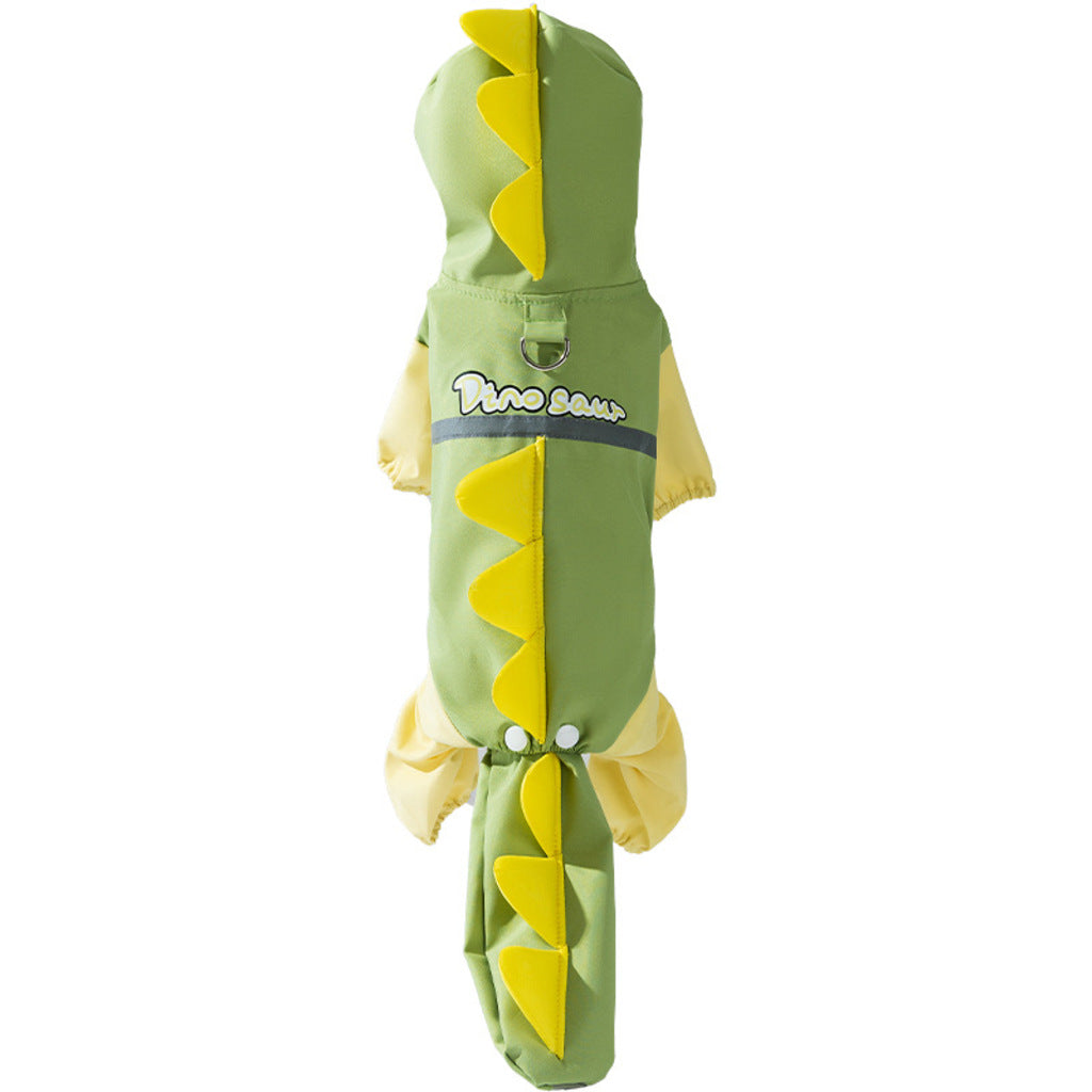 Dinosaur Hooded Dog Raincoat with Tail Cover - pet product photo (view 6)
