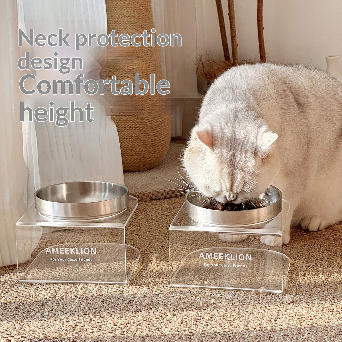 Stainless Steel Cat Bowl with a Raised Acrylic Stand Dog - dog and cat product photo (view 5)