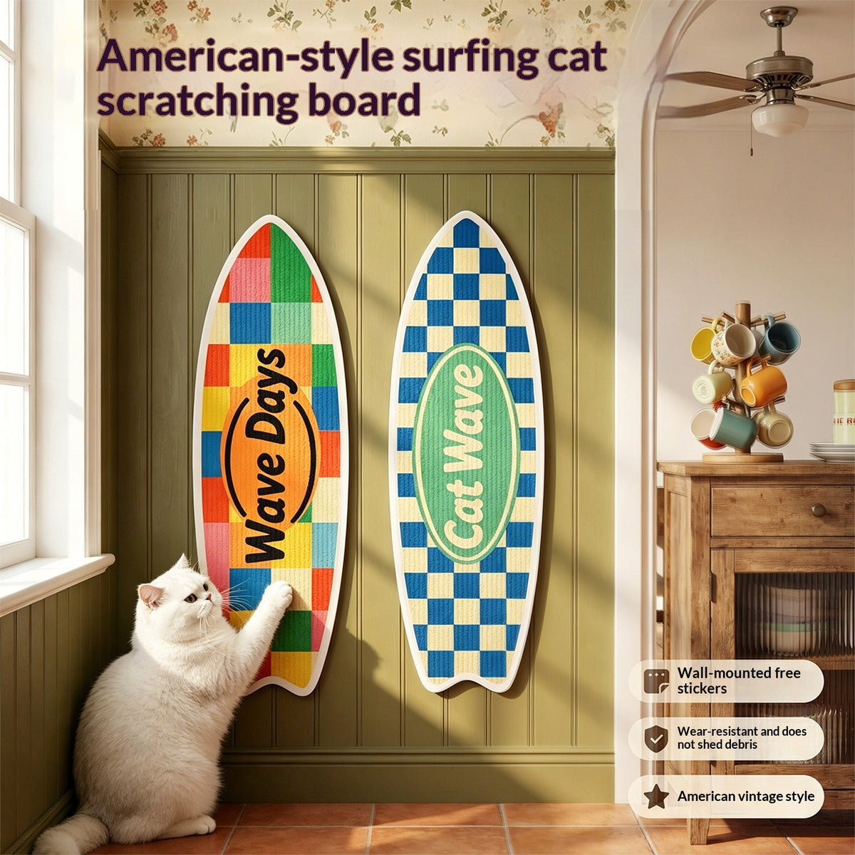 Rectangular Cat Scratcher with Felt Pads - cat product photo