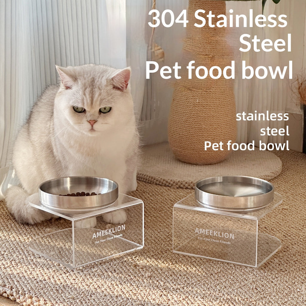 Stainless Steel Cat Bowl with a Raised Acrylic Stand Dog - dog and cat product photo