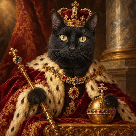 Custom Black Cat Portrait: a portrait made by PetFOMO from one photo