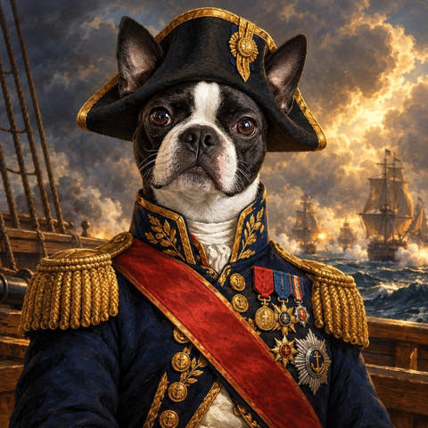 Custom Boston Terrier Portrait: a portrait made by PetFOMO from one photo