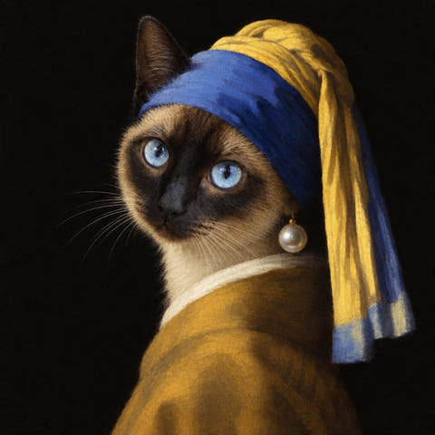 Custom Siamese Portrait: a portrait made by PetFOMO from one photo