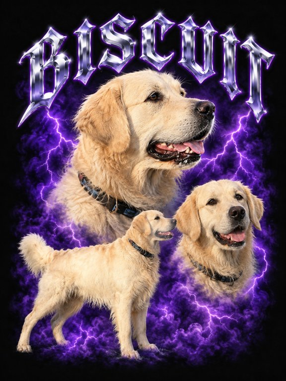 Bootleg Tee design with the pet name Biscuit
