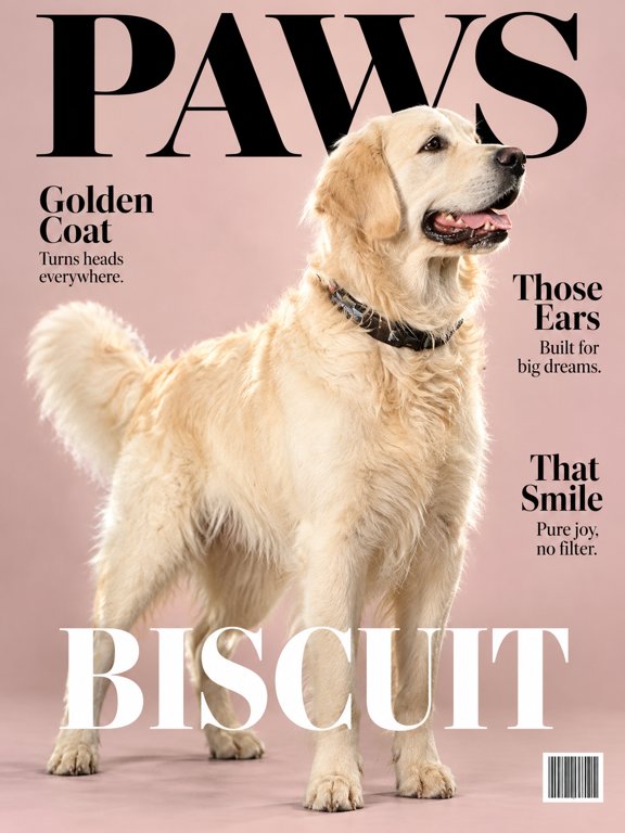 Cover Star design with the pet name Biscuit