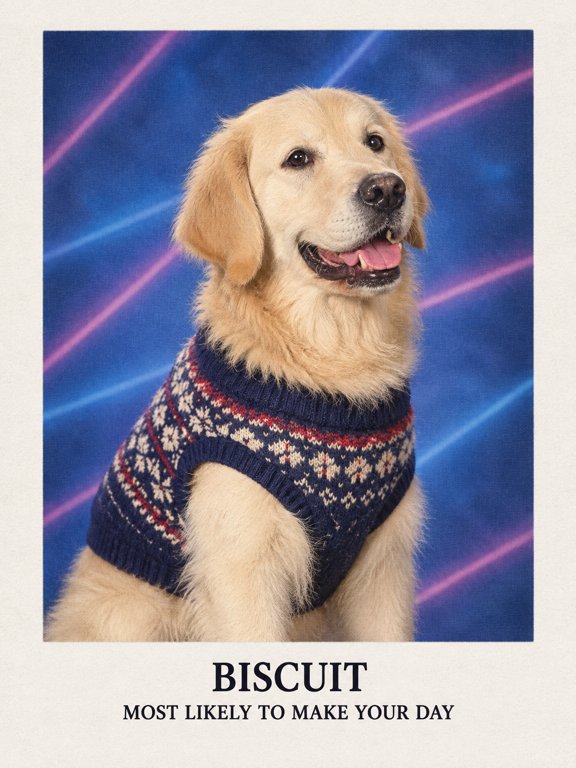 Yearbook design with the pet name Biscuit