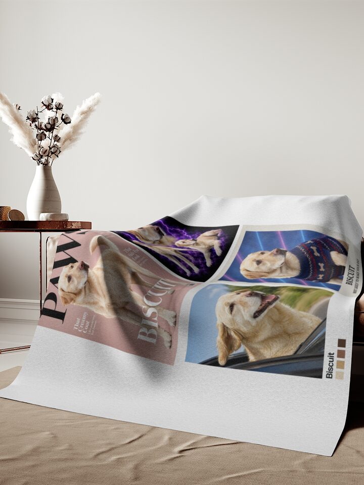 Example design with the pet name Biscuit: on your blanket