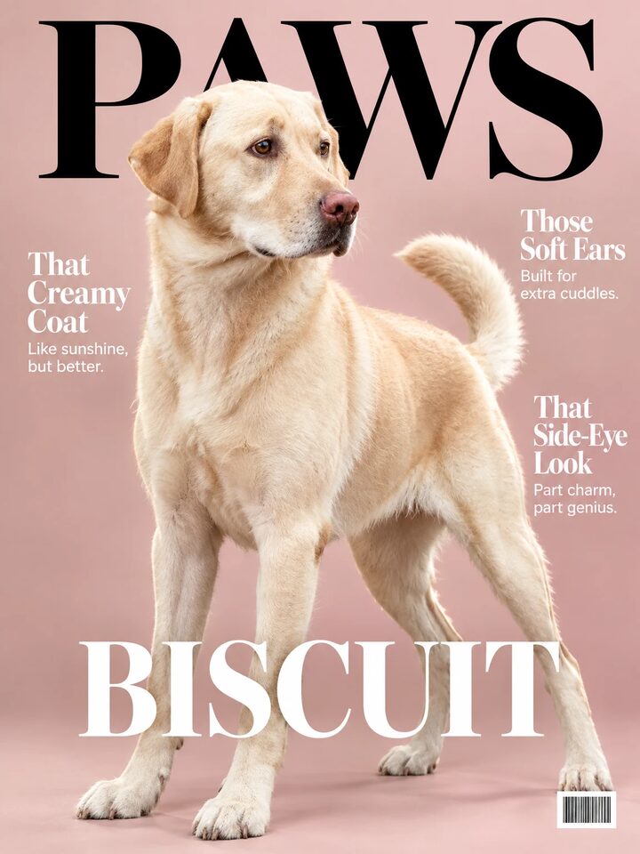 Example design with the pet name Biscuit: cover star