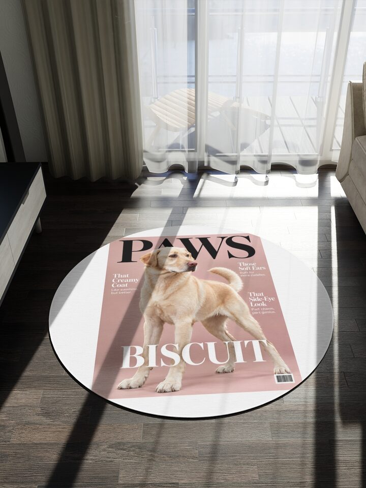 Example design with the pet name Biscuit: on a giant rug
